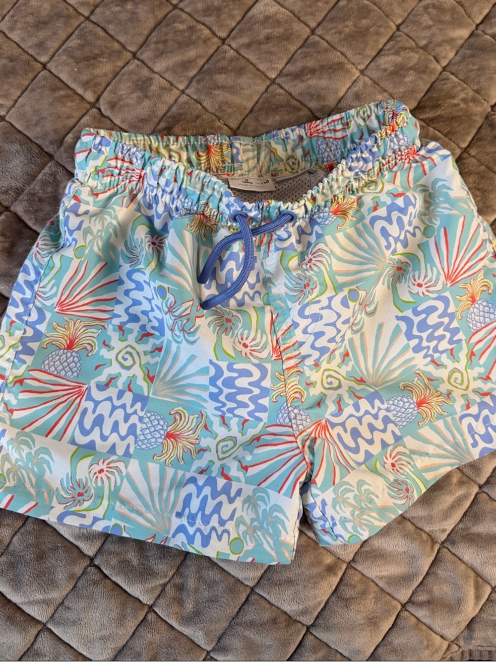 Zara Aqua Multi Tropical-Print Swim Shorts